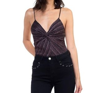 Front Twist Glitter Bodysuit